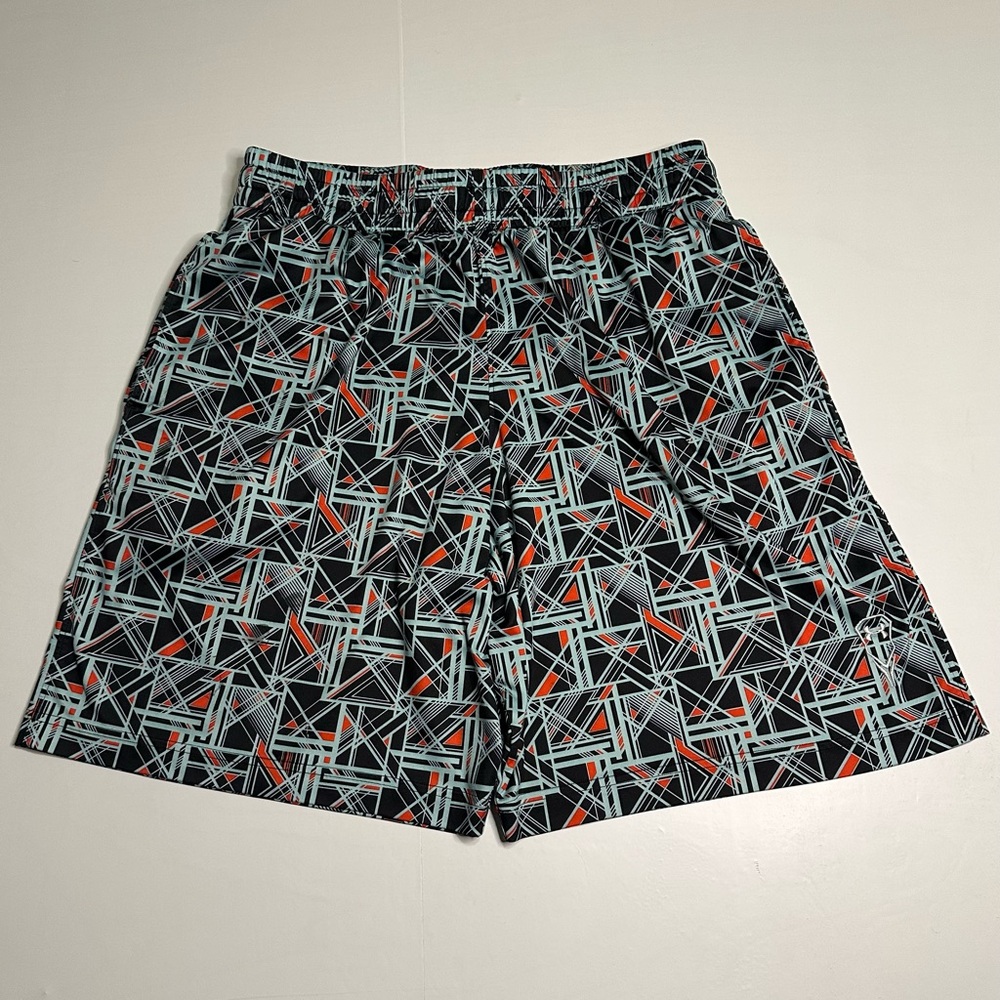 Under Armour Loose Lacrosse Geometric Print Tech Shorts Men's‎ L Teal/Black